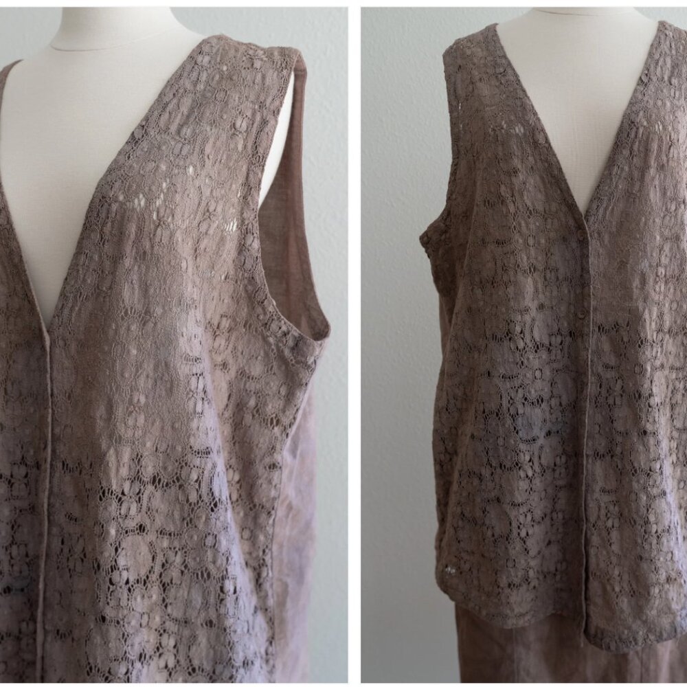 VINTAGE Cotton Hand-Dyed Lace Vest